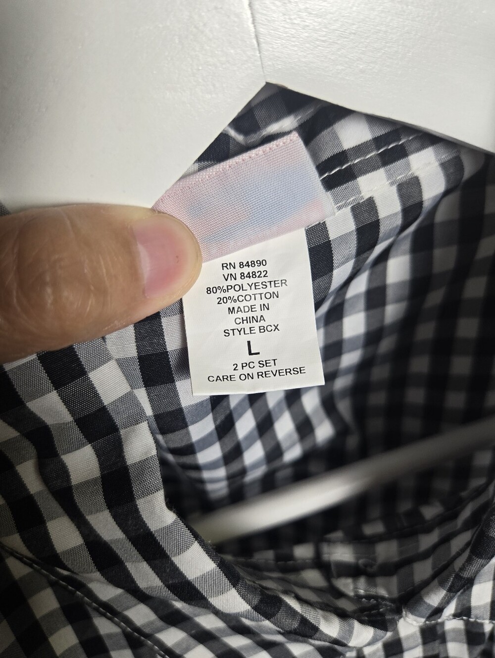 Black & White Gingham Button-Down Shirt with Ladybug Embroidery Size Large - Picture 10 of 16